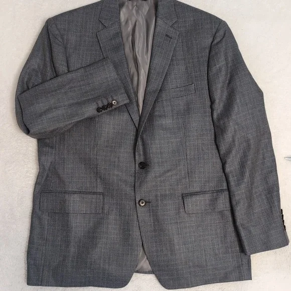 Ralph Ralph Lauren Silk Wool Blazer Men 44 Plaid Blue 2 Button Sport Coat 1 Vent
